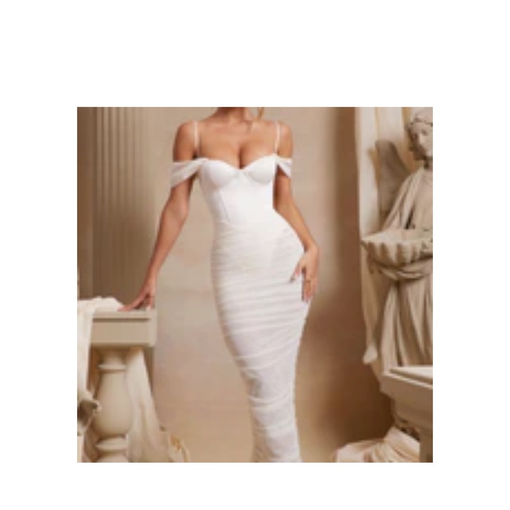Oh Polly Off The Shoulder Ruched Corset Maxi Dress - Picture 1 of 10
